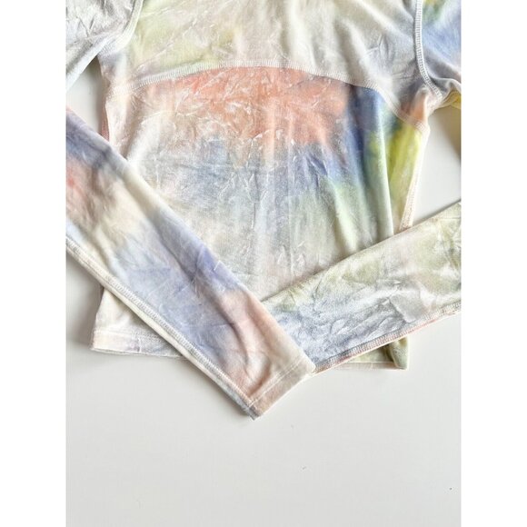 Aritzia WILFRED FREE Moon Pastel Tie Dye Velvet Cropped Turtleneck Top, Size XS - Picture 8 of 15